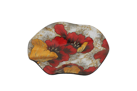 Plat Rond Iris Rouge/Doré
