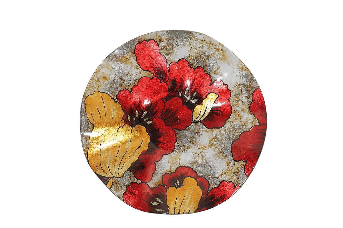 Plat Rond Iris Rouge/Doré