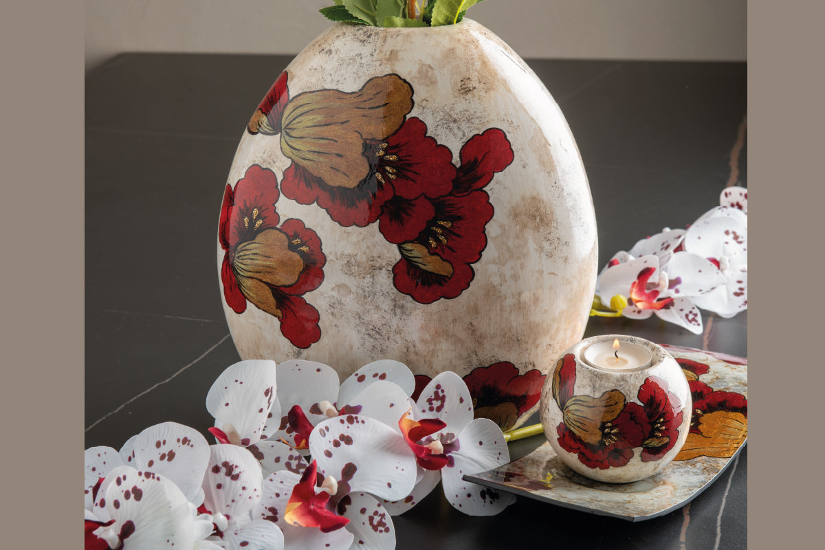 Vase Iris Rouge/Doré