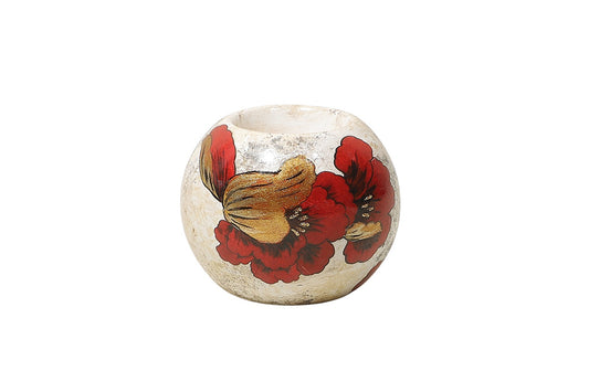 Bougeoir Rond Iris Rouge/Doré