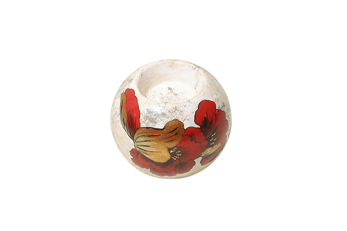 Bougeoir Rond Iris Rouge/Doré