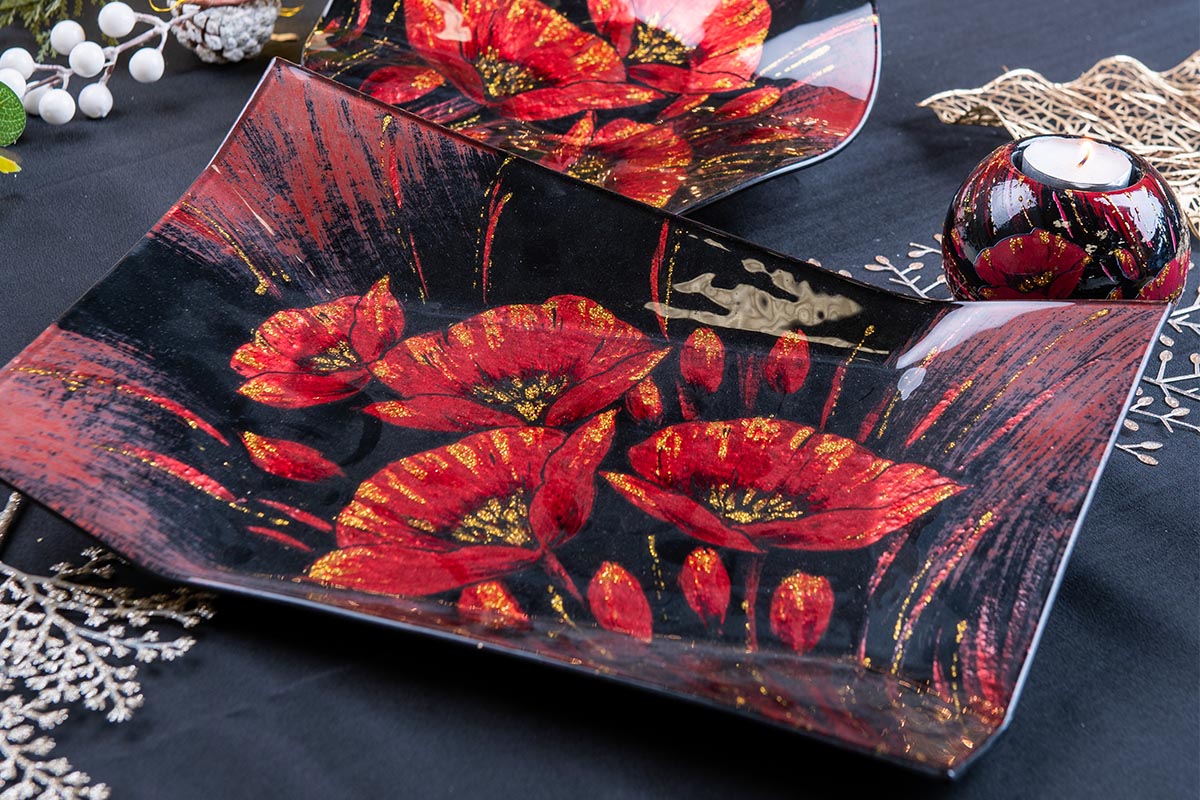 Plat Rectangulaire Coquelicots Festifs