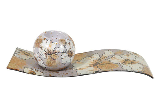 Bougeoir sur plat Fleurs Dorées