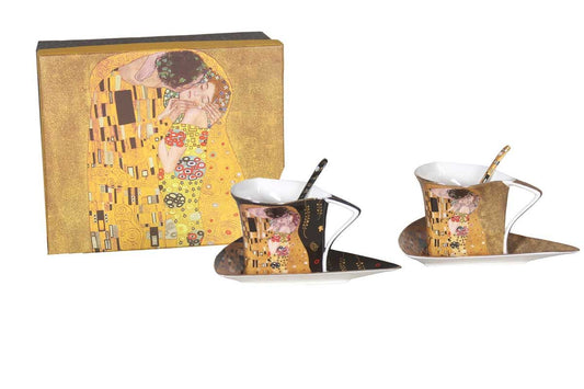 Coffret 2 tasses triangles "Le baiser" de G.Klimt