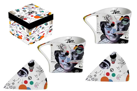 Coffret 2 tasses triangle "J.Lennon" de Loui Jover