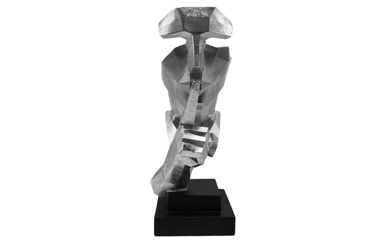 Sculpture Homme silence argent/noir