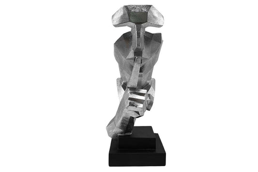 Sculpture Homme silence argent/noir