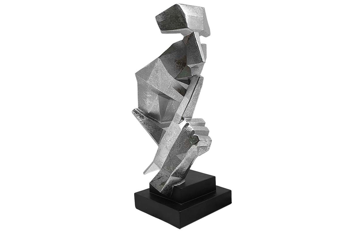 Sculpture Homme silence argent/noir