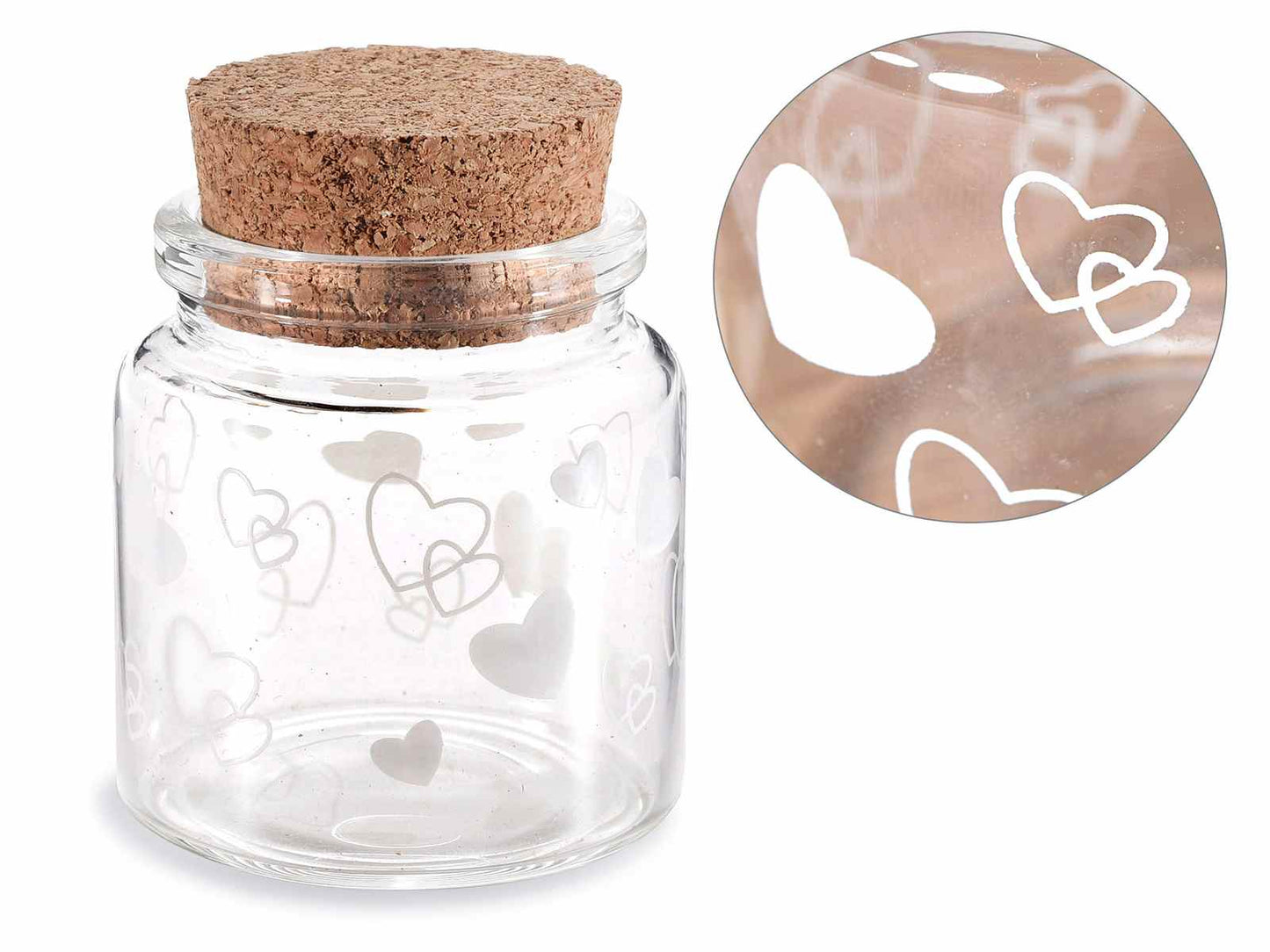 Pot en verre Coeur blanc