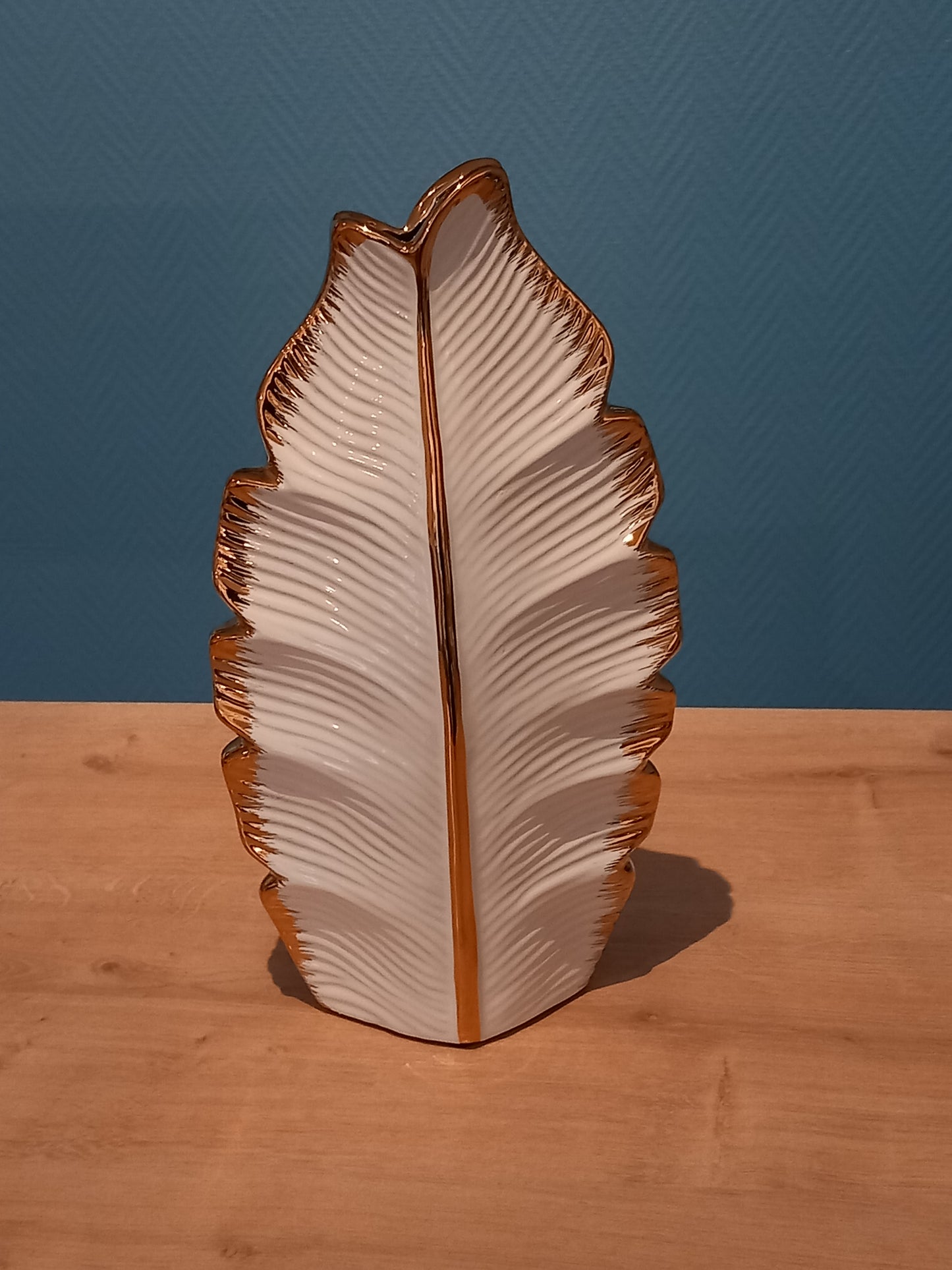 Vase Feuille Blanc/Or