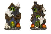 Maison d'Halloween avec fantômes et lumière LED
