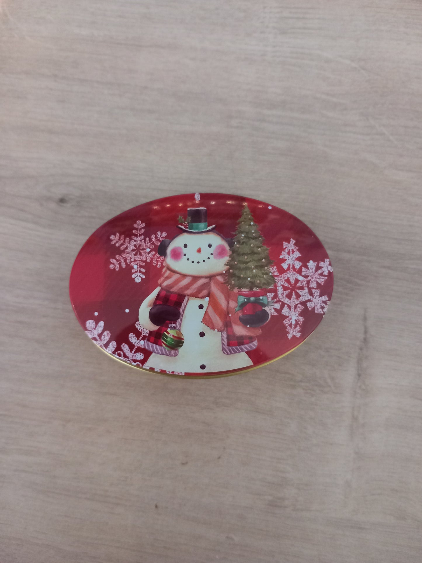 Boîte Métal Ovale Thème Noël