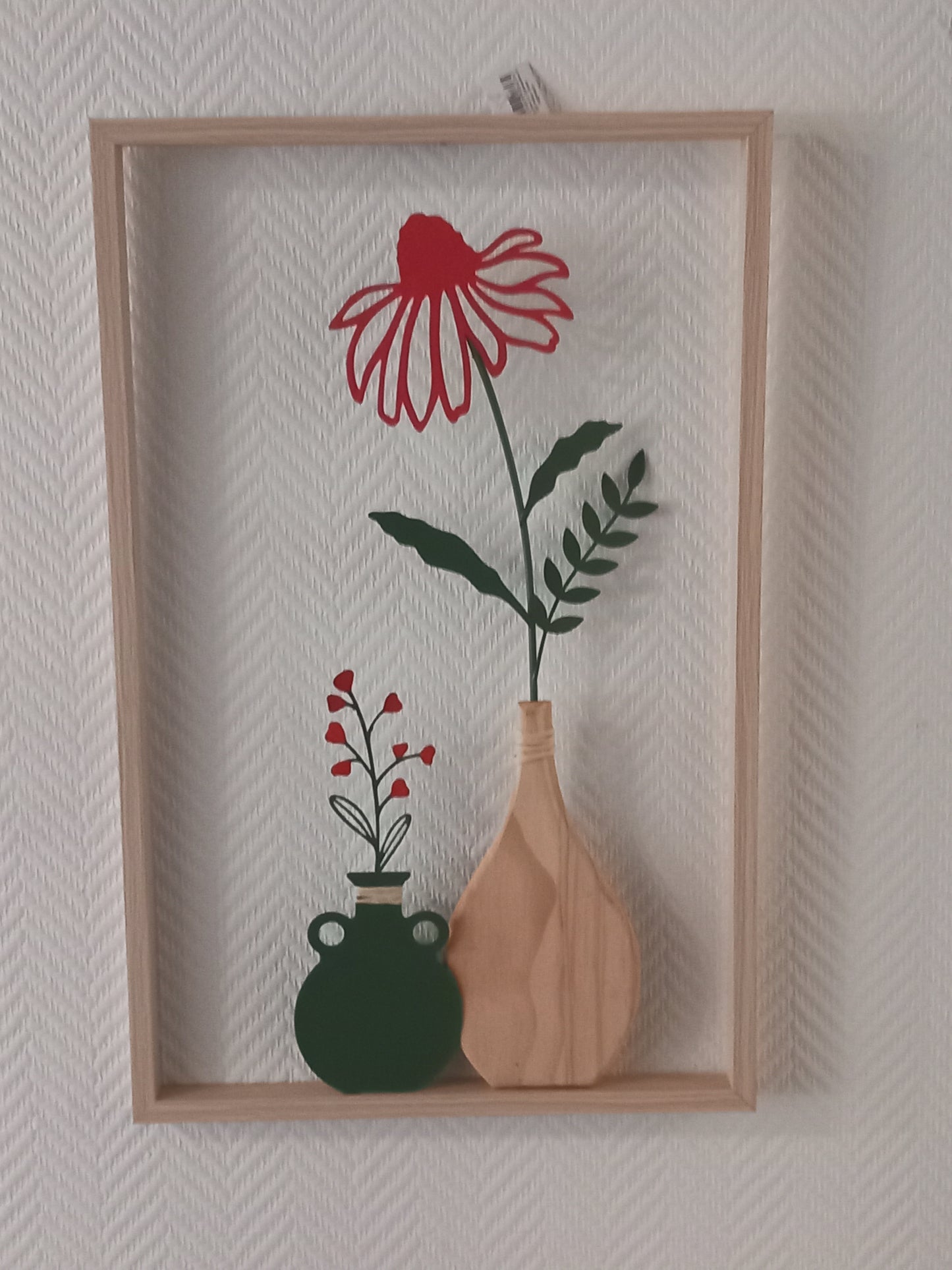 Cadre 2 Vases Vert/Rose