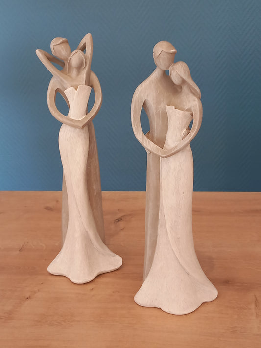 Statuettes Couple Gris/Blanc