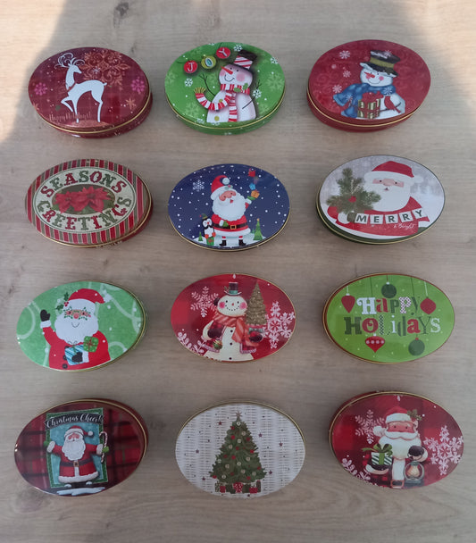 Boîte Métal Ovale Thème Noël
