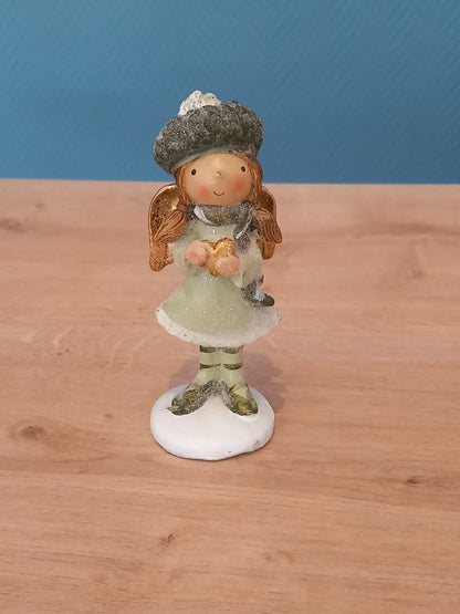 Petite fille ange vert/or