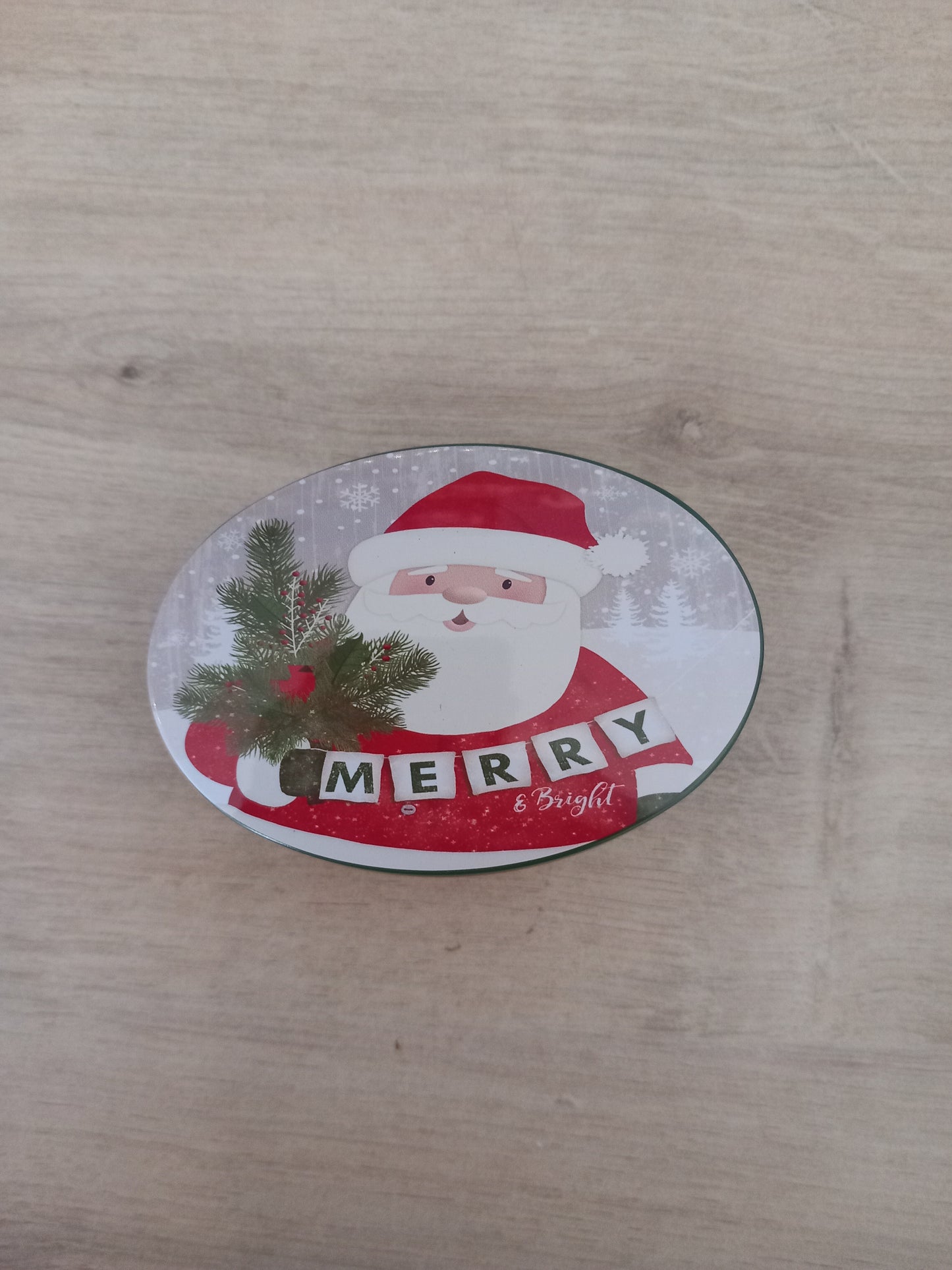 Boîte Métal Ovale Thème Noël