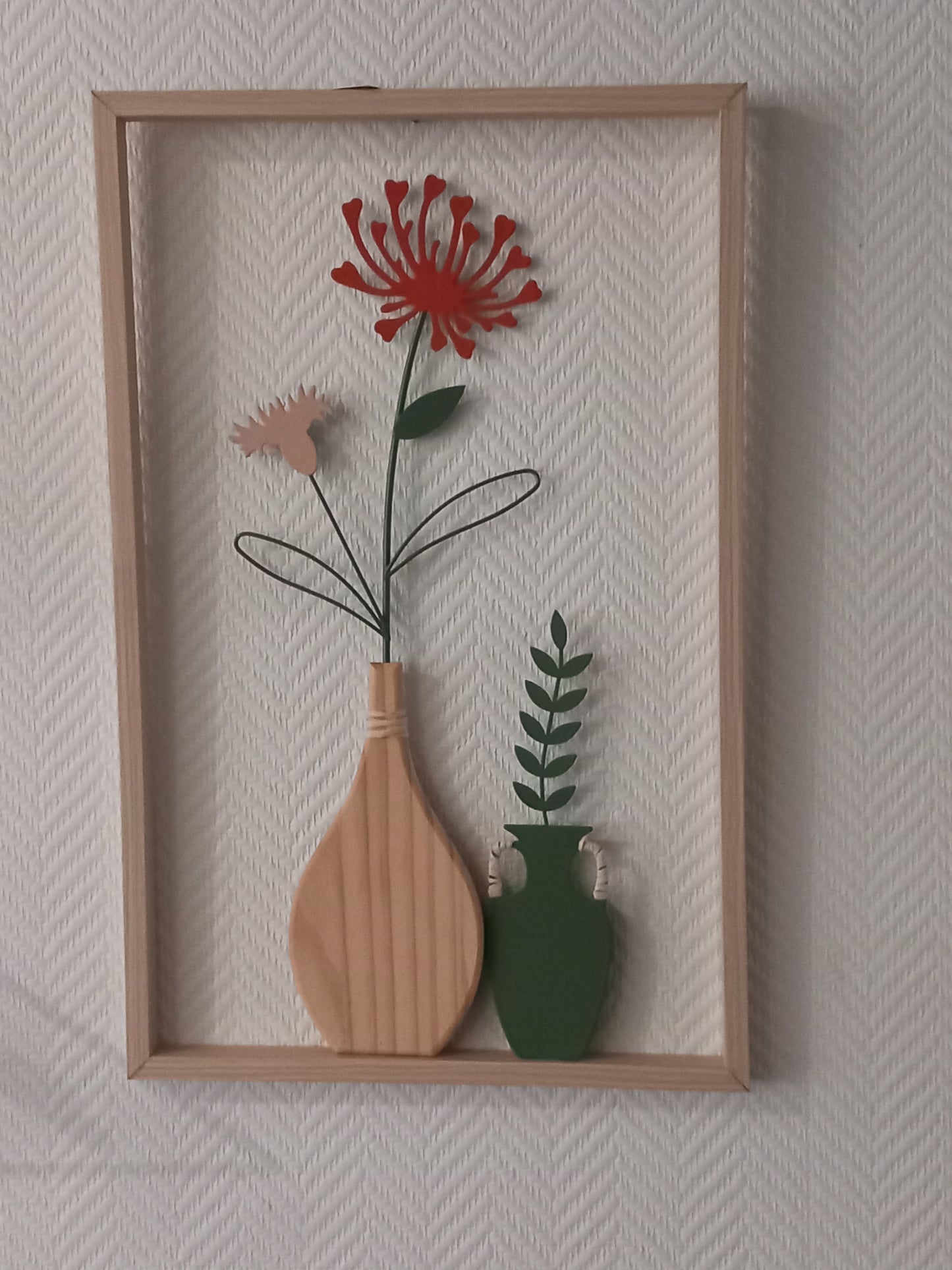 Cadre 2 Vases Vert/Rose