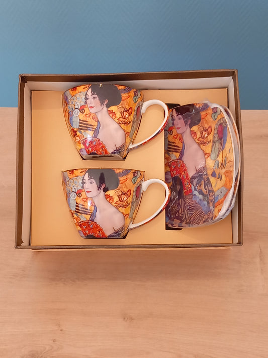 Coffret 2 tasses 250ml "Dame à l'éventail" G.Klimt