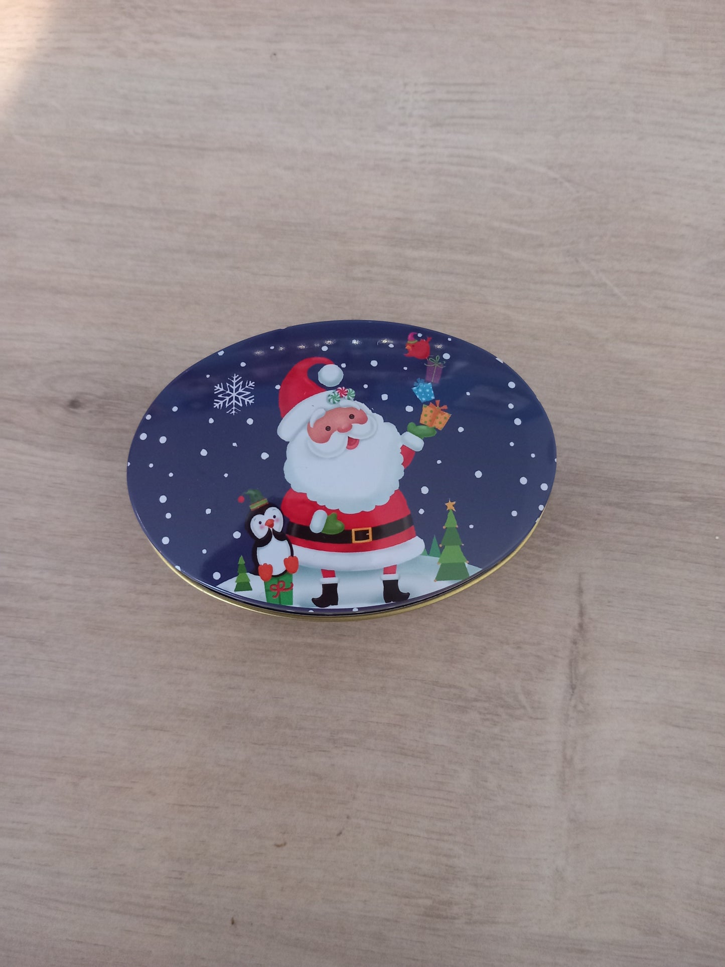 Boîte Métal Ovale Thème Noël