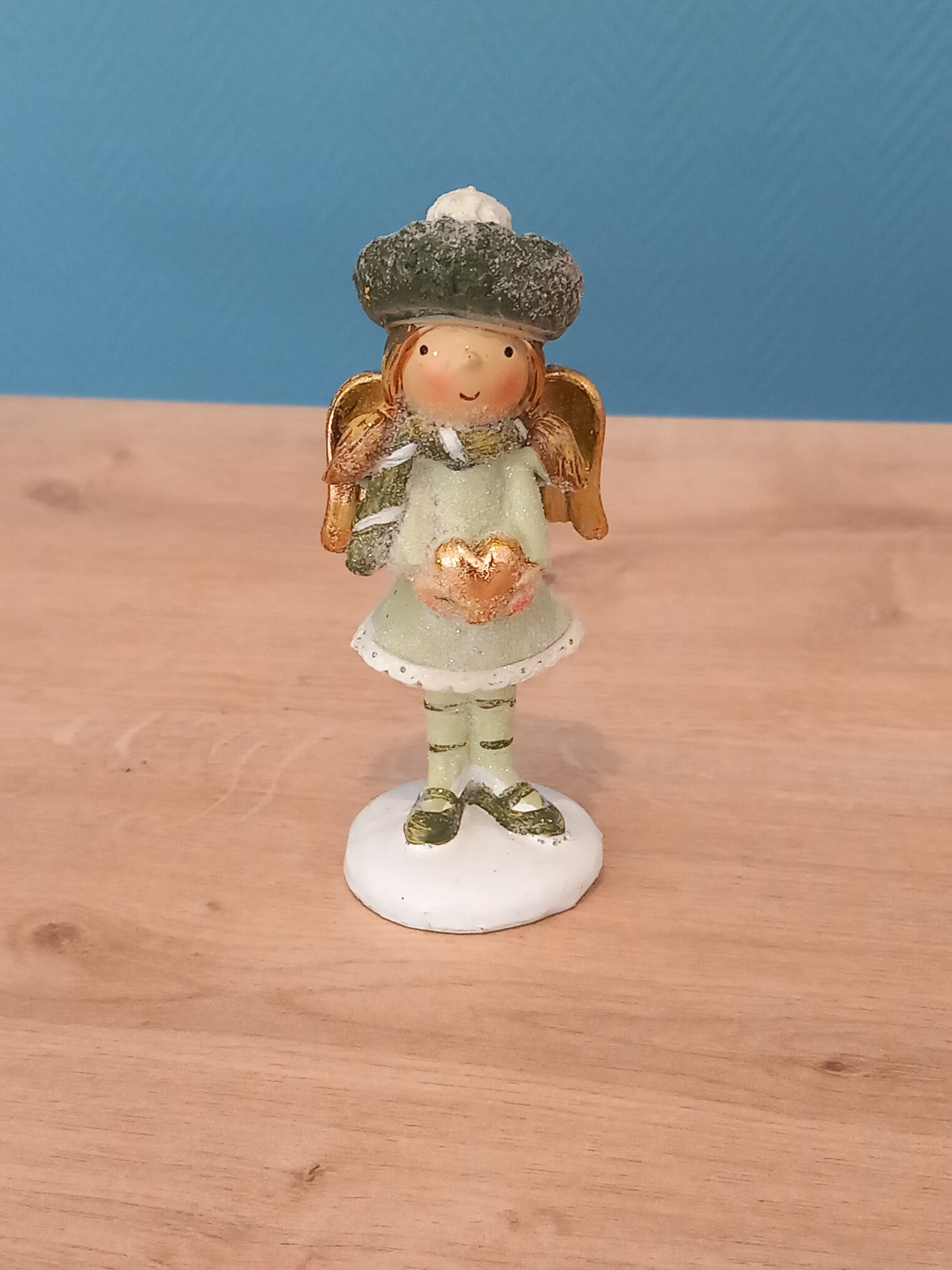 Petite fille ange vert/or