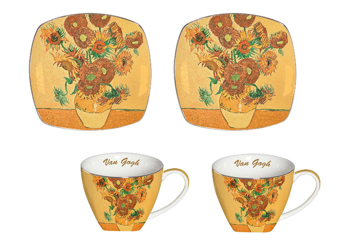 ENS.2 TASSES 250ML+SOUS TASSES TOURNESOLS VAN GOGH